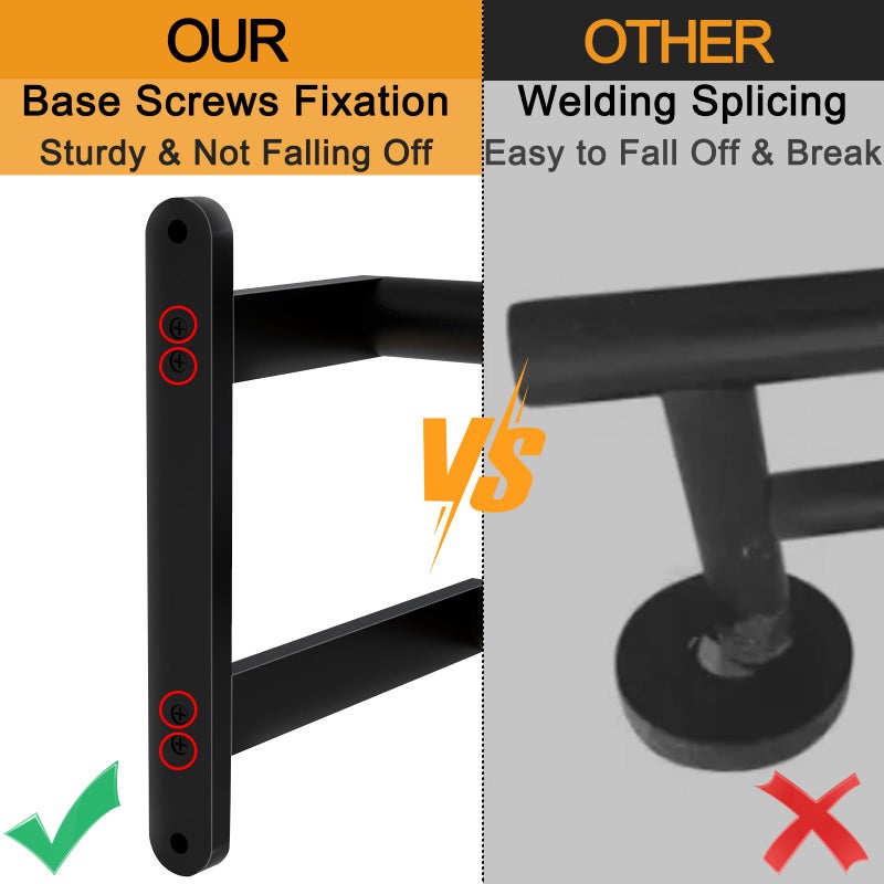 JIAPAIDUO Double Towel Bar  24Inch Towel Rack for Bathroom  Stainless Steel Double Bath Towel Bar  Wall Mounted Towel Holder  Double Towel Rod Towel Rail Hanger for Wall  Kitchen (Matte Black) - Image 3