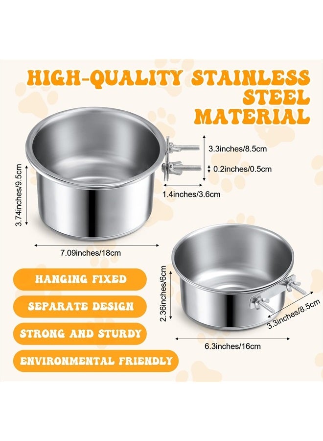 Zopeal 6 Pieces Dog Crate Bowls Kennel Bowl Hanging Stainless Steel Coop Cups with Clamp Holder Hanging Cats Food Water for Crate, Cage, 2 Sizes - Image 2