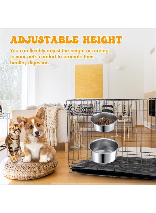 Zopeal 6 Pieces Dog Crate Bowls Kennel Bowl Hanging Stainless Steel Coop Cups with Clamp Holder Hanging Cats Food Water for Crate, Cage, 2 Sizes - Image 5