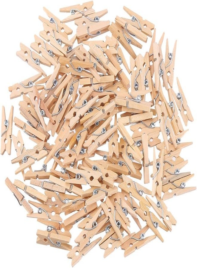 Prescent 1 inch/2.5 cm Beige Brown Color 150pc Mini Wooden Clothespin Photo Paper Clips for Crafts, Decoration and DIY Projects (150) - Image 1