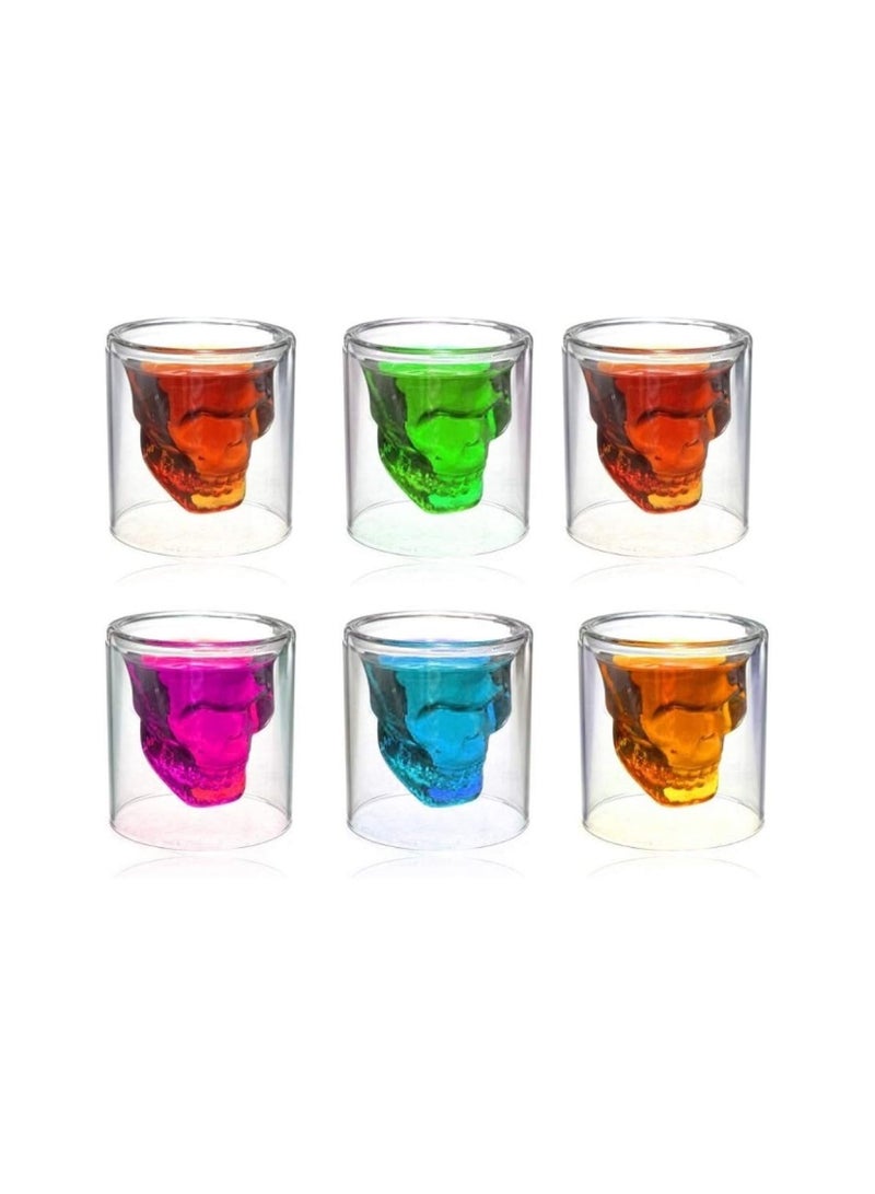 6 PCS Crystal Skull Shot Glasses, Skull Juice Bowl, Double Layer Clear Glass Water Bowl, for All Drinks Milk, 50ml  - Image 4