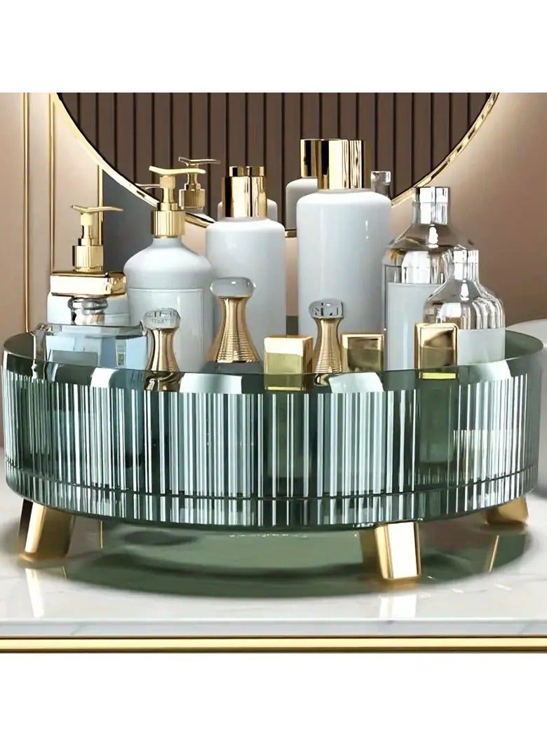 ORiTi 1PC Rotating Makeup Organizer, 360 Rotating Makeup Organizer With Mat, Clear Rotating Perfume Organizer, Large Capacity Rotating Organizer For Bathroom, For Vanity, Countertops, Kitchen - Image 1