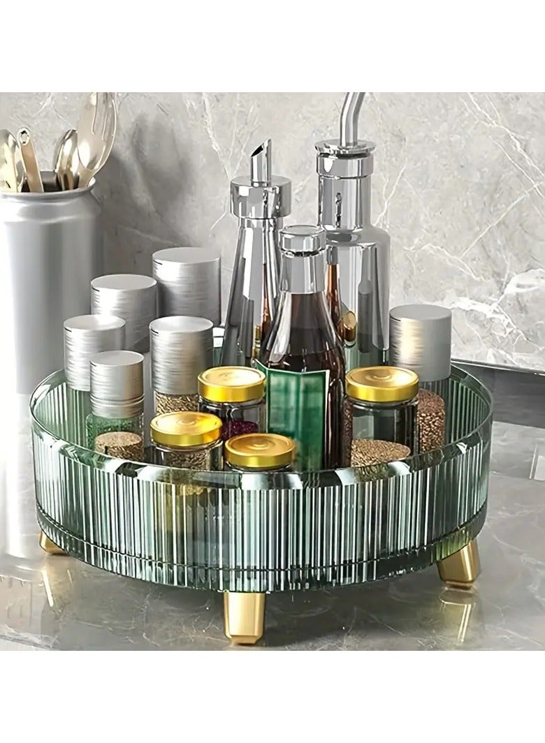 ORiTi 1PC Rotating Makeup Organizer, 360 Rotating Makeup Organizer With Mat, Clear Rotating Perfume Organizer, Large Capacity Rotating Organizer For Bathroom, For Vanity, Countertops, Kitchen - Image 2