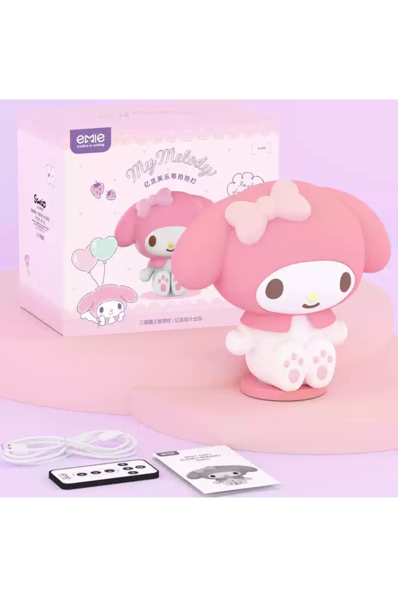 Melody New Sanrio My Melody Silicone Night Light Anime Figures Melody Clap Light Bedroom Sleep Atmos