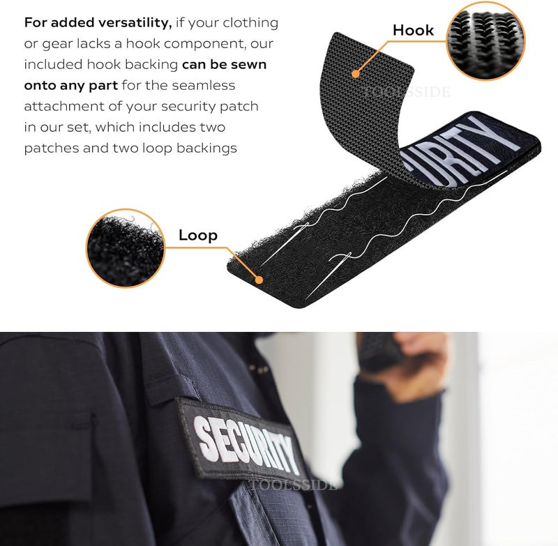 TOOLSSIDE 2 Pack Security Patches Hook and Loop System - Security Patches for Uniforms with Embroidered Letters - One Small and One Large Security Patch - Security Patch for Vest or Jacket 10.75" x 4" - Image 3