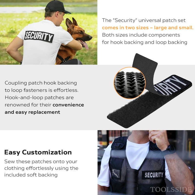 TOOLSSIDE 2 Pack Security Patches Hook and Loop System - Security Patches for Uniforms with Embroidered Letters - One Small and One Large Security Patch - Security Patch for Vest or Jacket 10.75" x 4" - Image 5