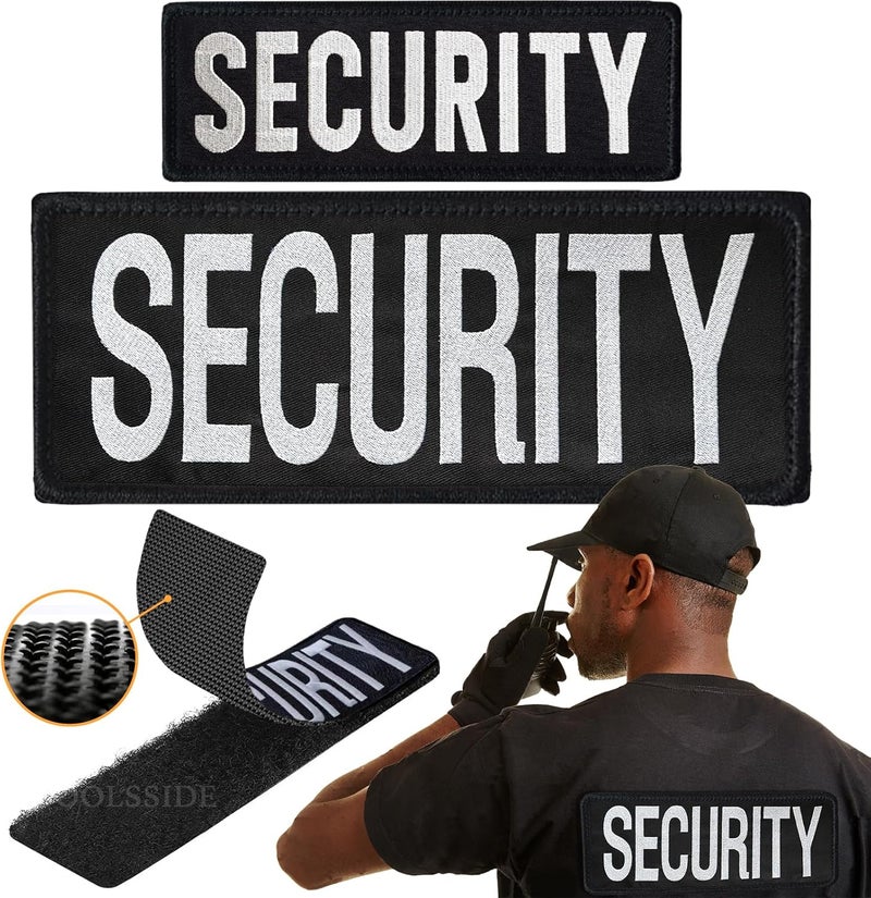 TOOLSSIDE 2 Pack Security Patches Hook and Loop System - Security Patches for Uniforms with Embroidered Letters - One Small and One Large Security Patch - Security Patch for Vest or Jacket 10.75" x 4" - Image 1