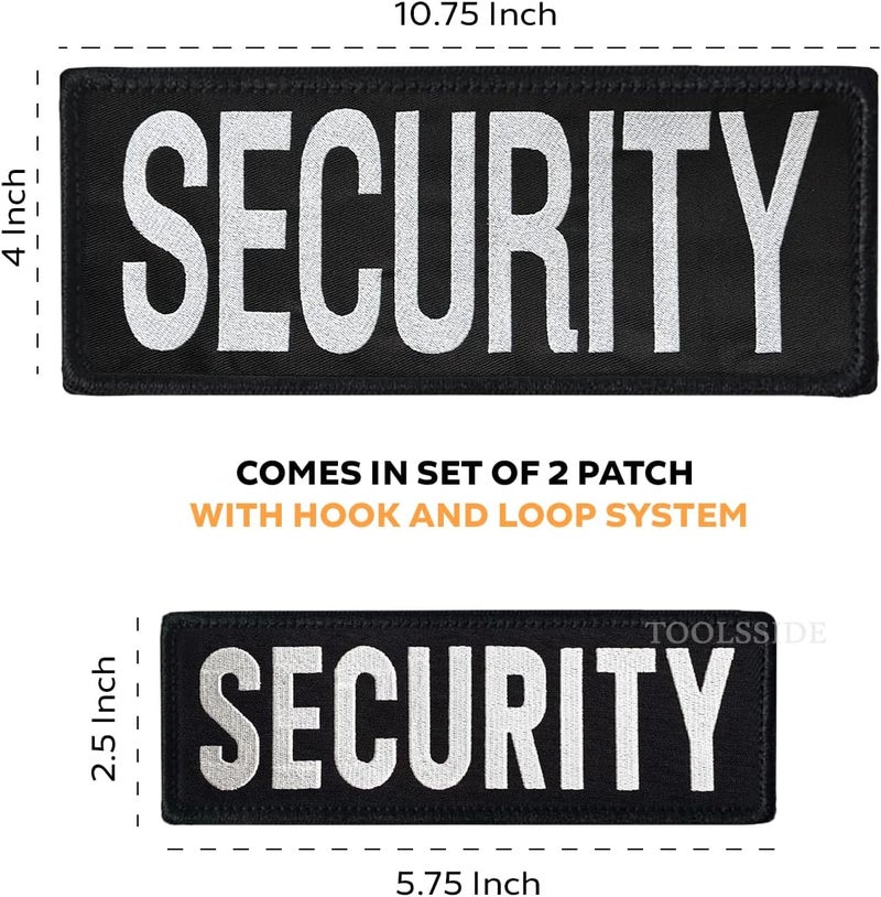TOOLSSIDE 2 Pack Security Patches Hook and Loop System - Security Patches for Uniforms with Embroidered Letters - One Small and One Large Security Patch - Security Patch for Vest or Jacket 10.75" x 4" - Image 4