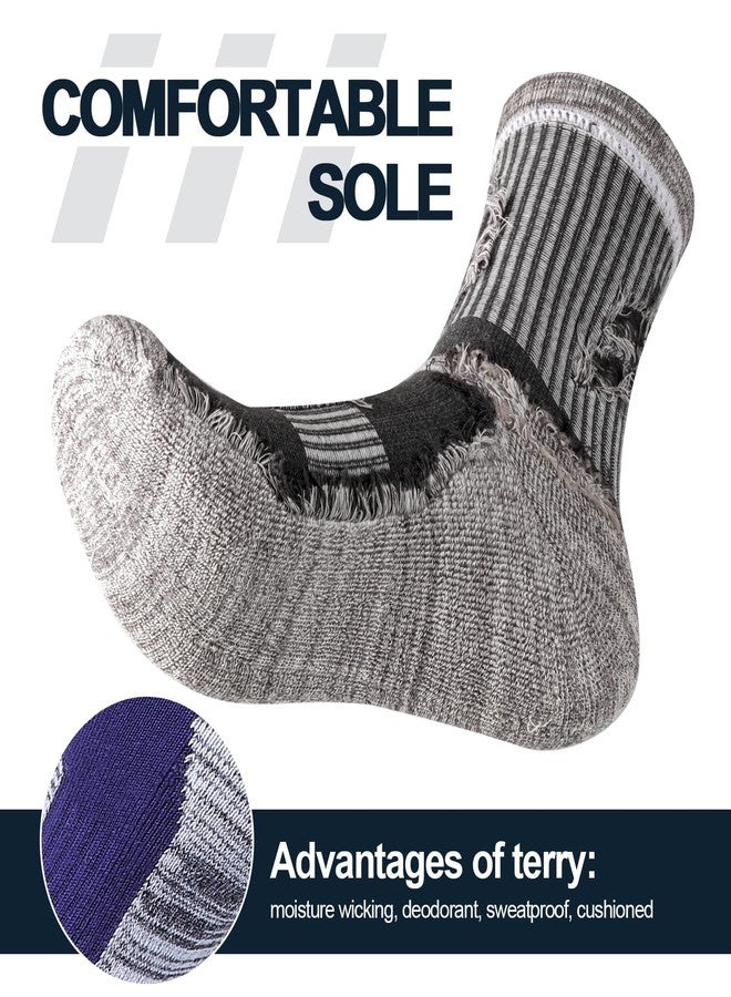 YUEDGE Men's Hiking Socks Moisture Wicking Mens Socks Cushioned Casual Athletic Socks Comfort Work Socks for Men Plus Size 10-13, Black, 5 Pairs - Image 2