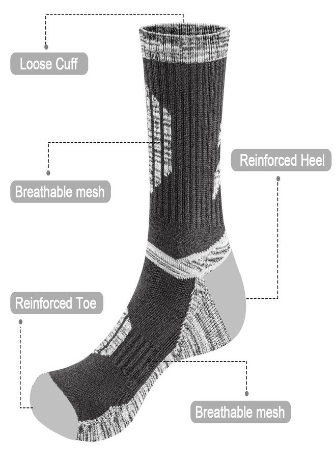 YUEDGE Men's Hiking Socks Moisture Wicking Mens Socks Cushioned Casual Athletic Socks Comfort Work Socks for Men Plus Size 10-13, Black, 5 Pairs - Image 4