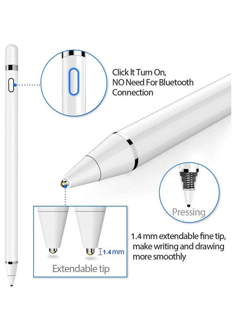 ELTRAZONE Stylus Pencil Compatible for Apple,Active Stylus Pen for Touch Screens, 1.5mm Metal Fine Point High Sensitivity Digital Stylus Pen Compatible with iPad,Android Tablet and Other Touch Screen (White) - Image 2