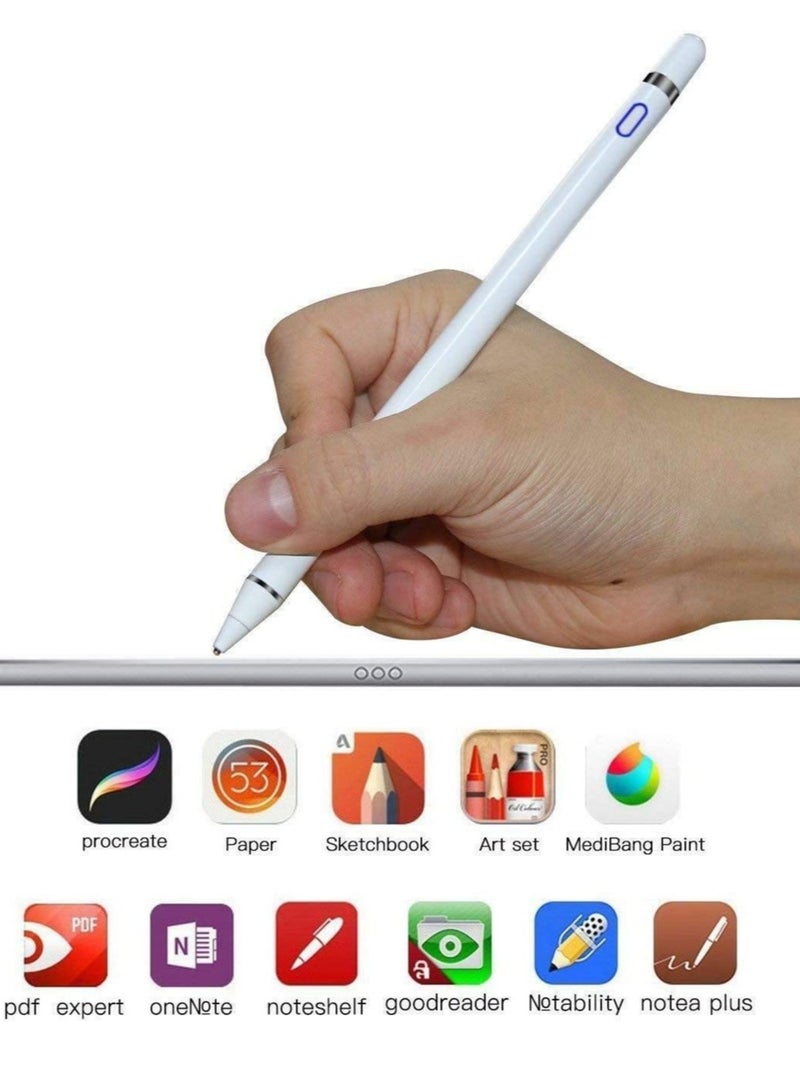 ELTRAZONE Stylus Pencil Compatible for Apple,Active Stylus Pen for Touch Screens, 1.5mm Metal Fine Point High Sensitivity Digital Stylus Pen Compatible with iPad,Android Tablet and Other Touch Screen (White) - Image 4