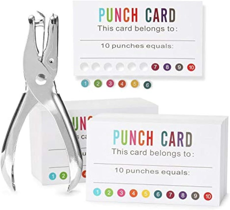 ONEDONE Punch Cards (Pack of 200) Reward Punch Cards for Classroom Behavior Incentive Awards for Kids Students Teachers Home Classroom School Business Loyalty Gift Card - 3.5" x 2" - Image 1