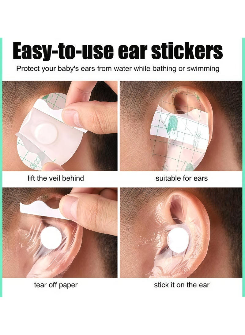 XiuWoo Baby Waterproof Ear Stickers Ear Covers for Swimming Shower Ear Protectors with Ear Plugs for Kids Newborn Disposable Ear Covers for Shower Surfing Snorkeling and Other Water Sports (White，60PCS) - Image 3