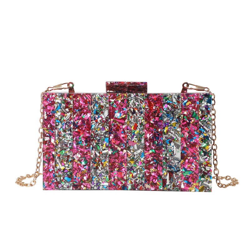Women'S Fashionable New Evening Bag Colorful Sequined Acrylic Bag Chain Crossbody Hand-Held Exclusive - Image 2