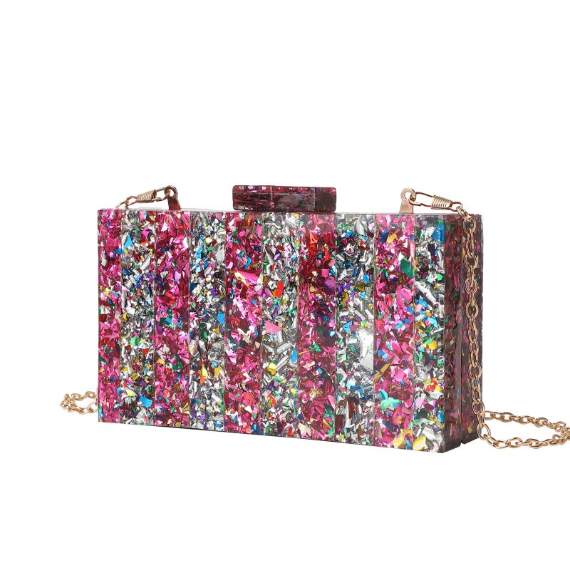 Women'S Fashionable New Evening Bag Colorful Sequined Acrylic Bag Chain Crossbody Hand-Held Exclusive - Image 1