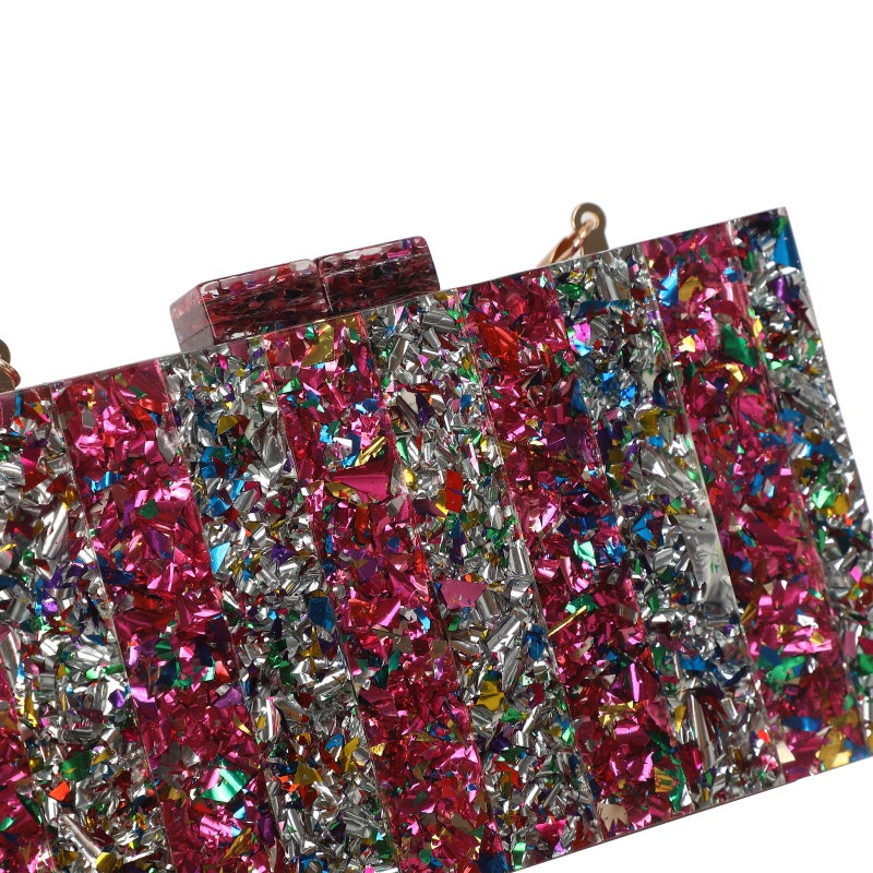 Women'S Fashionable New Evening Bag Colorful Sequined Acrylic Bag Chain Crossbody Hand-Held Exclusive - Image 5