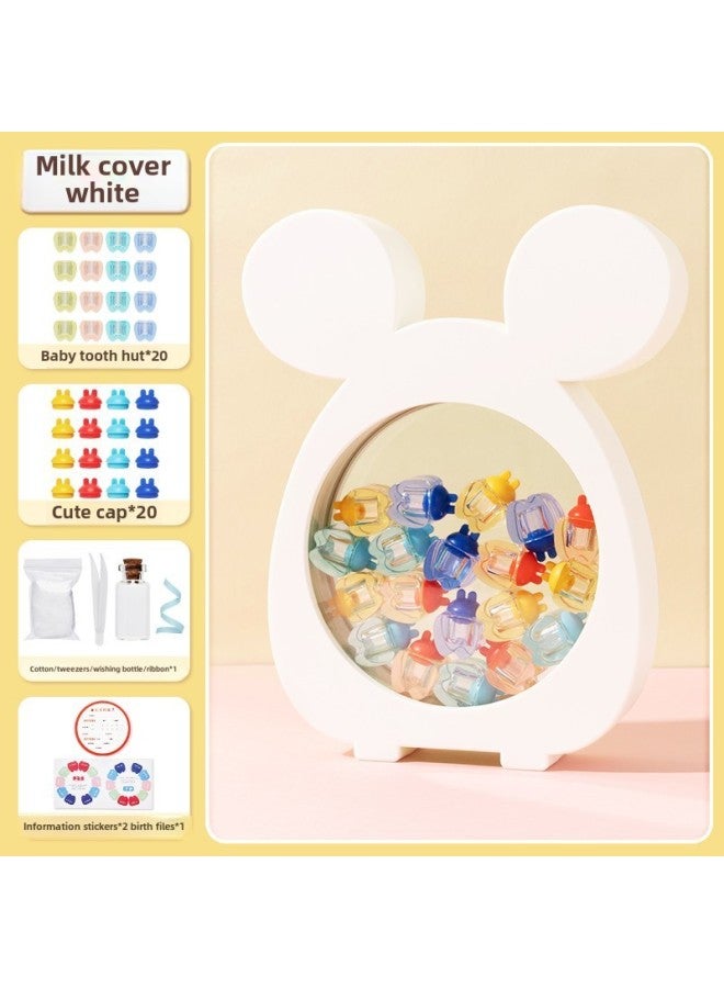 Children's Deciduous Tooth Storage Box Collection To Store Teeth Boys And Girls Fetal Hair Commemorative Preservation Baby Lost Small Bottle-Color:Milk Cap White  Comes With Lanugo Hair Wish Bottle  - Image 5