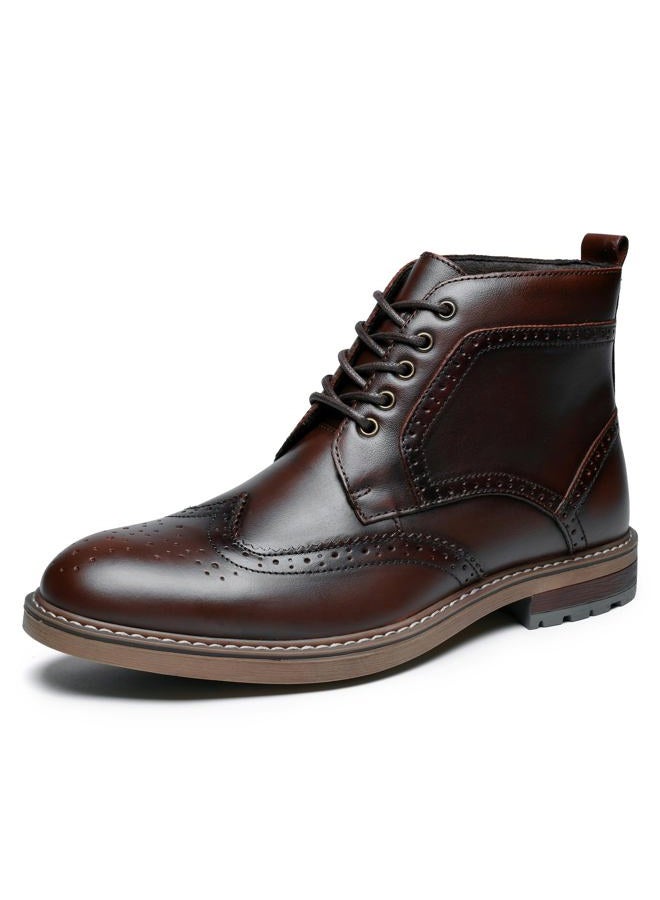 ArcBrothers Men's Dress Boot For Men Oxford Ankle Boots Dark Brown Dress Boots Genuine Leather Classic Brogue Style - Image 1