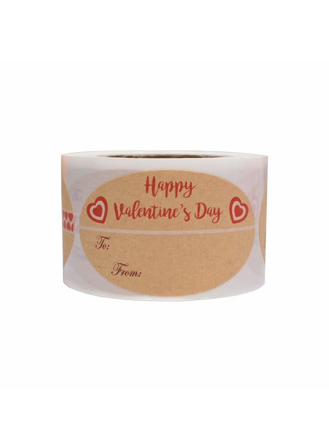 Cualfec Valentine's Day to and from Stickers Valentine's Heart Stickers 1.5"x2.5" Natural Kraft Gift Tags 4 Unique Heart Designs for Gift Wrapping, Box and Envelope Sealing - 200 Stickers - Image 1