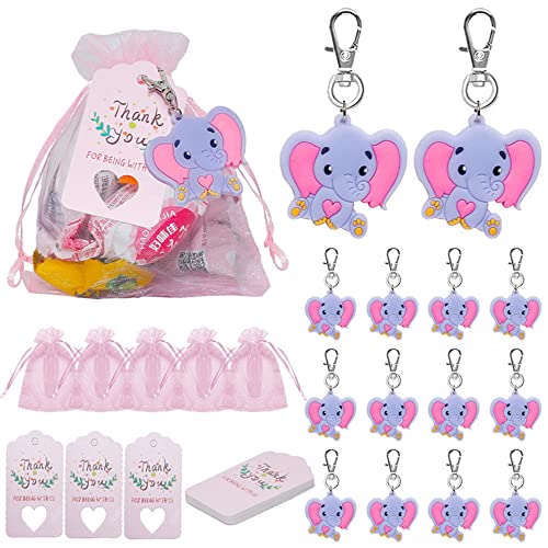Aizhuang 50 Set Baby Shower Return Favor Elephant Keychains for Elephant Theme Party Favor Boys Girls Birthday Party Supplies - Image 1