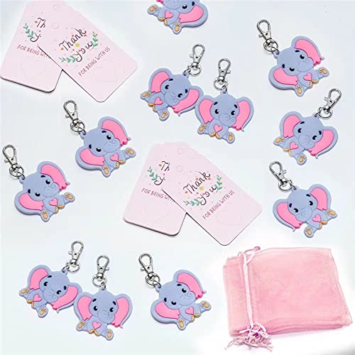 Aizhuang 50 Set Baby Shower Return Favor Elephant Keychains for Elephant Theme Party Favor Boys Girls Birthday Party Supplies - Image 2