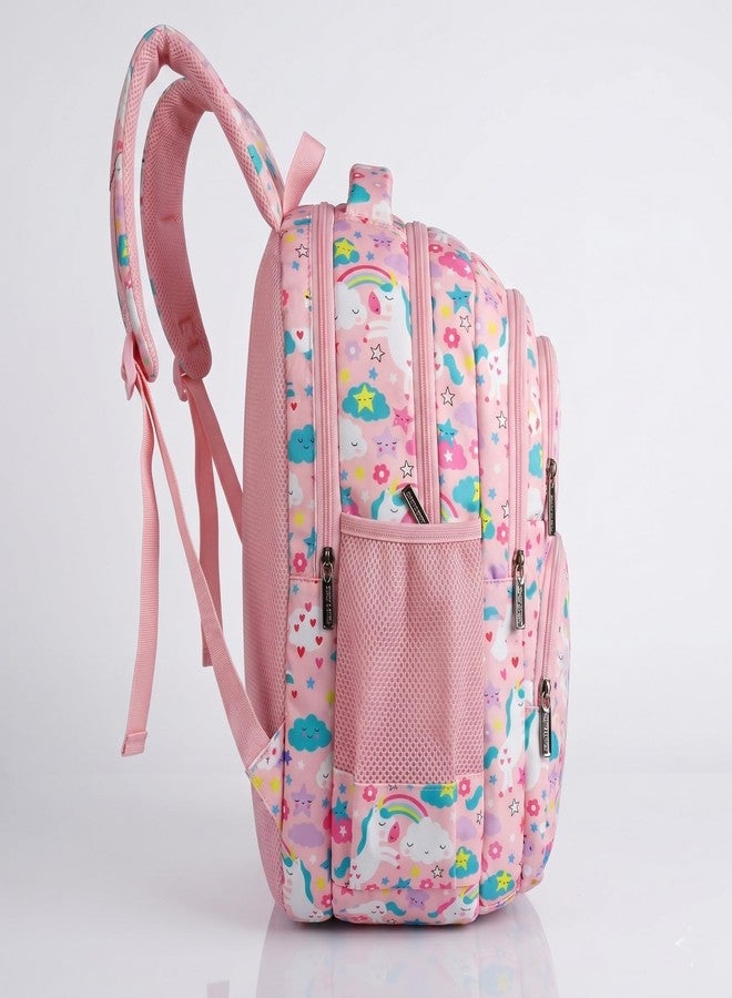 Half Moon Sunshine 35L School Bags For Boys Or School Bag For Girls | Backpack For Men Or Backpack For Women | Water Resistant | 5 Zips Stylish & Trendy College Backpacks For Boys & Girls (Pink) - Image 2