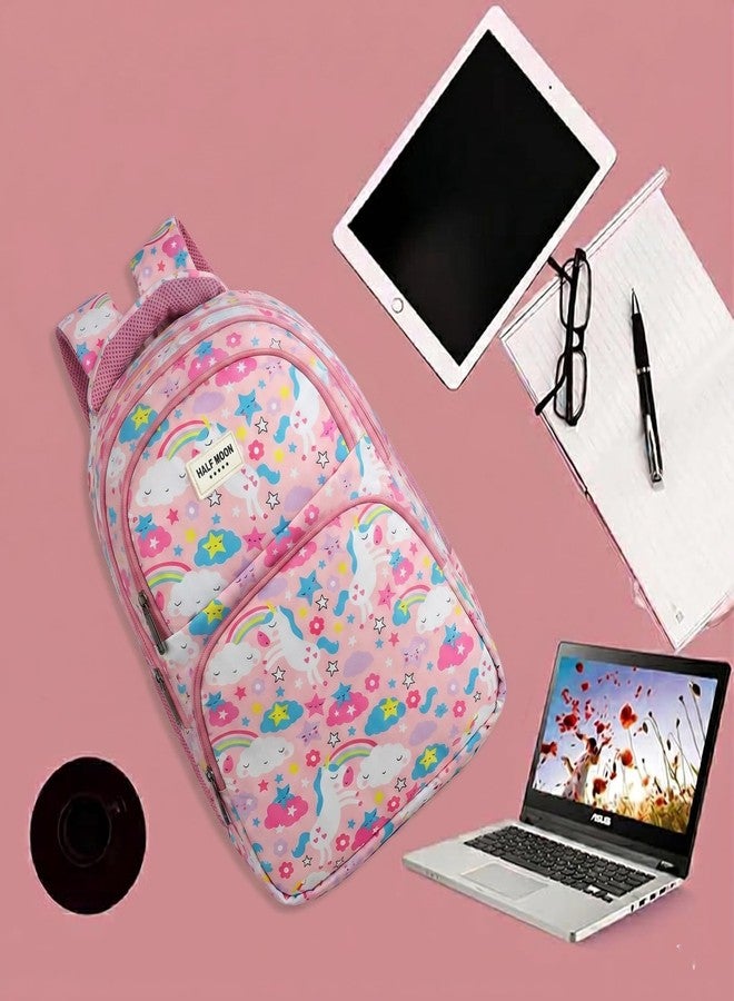 Half Moon Sunshine 35L School Bags For Boys Or School Bag For Girls | Backpack For Men Or Backpack For Women | Water Resistant | 5 Zips Stylish & Trendy College Backpacks For Boys & Girls (Pink) - Image 5