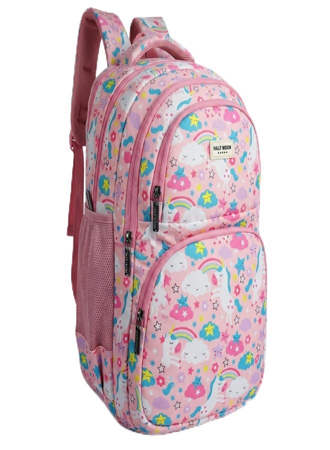 Half Moon Sunshine 35L School Bags For Boys Or School Bag For Girls | Backpack For Men Or Backpack For Women | Water Resistant | 5 Zips Stylish & Trendy College Backpacks For Boys & Girls (Pink) - Image 1