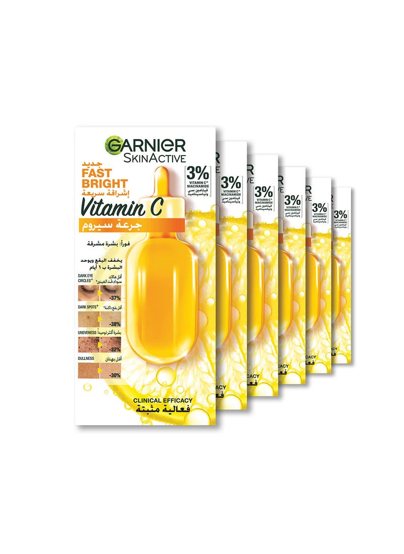 Garnier - Garnier Skin Active Fast Bright Hyperpigmentation Ampoule Serum Multipack with 3% Vitamin C & Niacinamide, for dark circles 5+1 FREE (6 X 1.5ML) - Image 1
