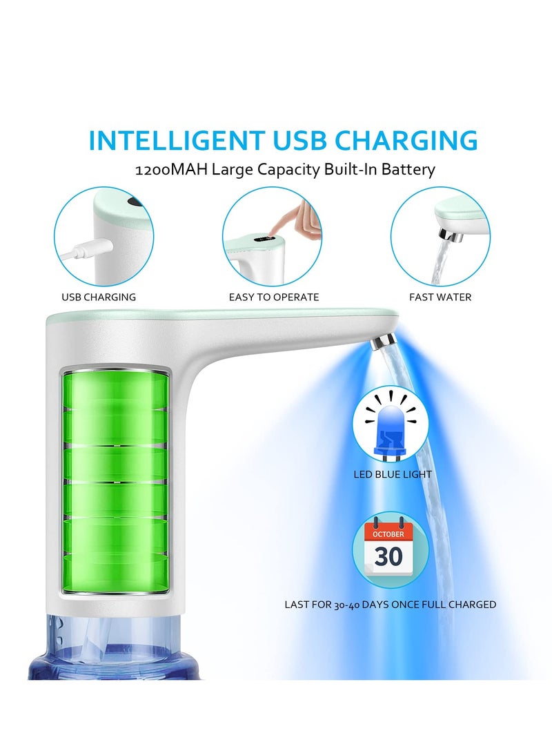 SYOSI Water Bottle Pump, USB Charging Automatic Drinking Water Pump for 1-5 Gallon Water Bottle Dispenser, Cold Water Dispenser Pump, Water Bottle Switch for Universal Bottles (Light Green)  - Image 3