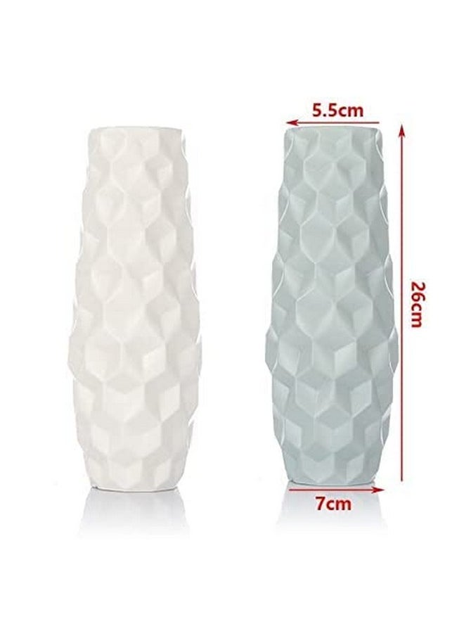 Satyam Kraft SATYAM KRAFT 1 Piece Big Size Cubic Texture Unbreakable Plastic Vase for Christmas,Newyear,Flower Pot, Gift, Home Decor,Bedroom,Office,Living Room Decor Item, (White)  - Image 5