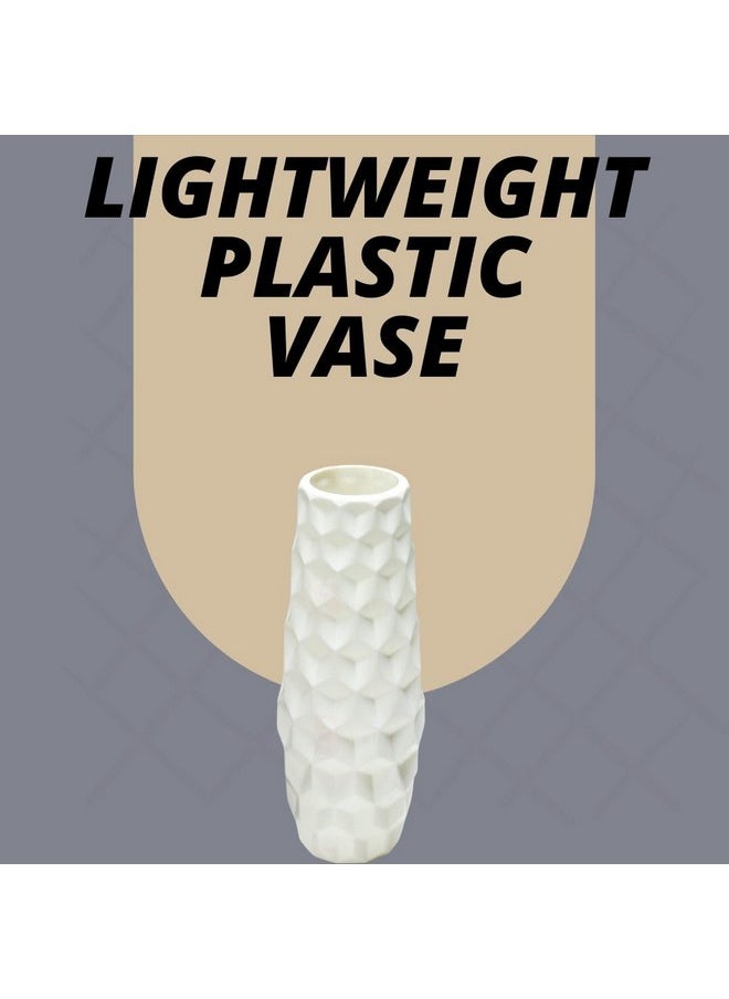 Satyam Kraft SATYAM KRAFT 1 Piece Big Size Cubic Texture Unbreakable Plastic Vase for Christmas,Newyear,Flower Pot, Gift, Home Decor,Bedroom,Office,Living Room Decor Item, (White)  - Image 2