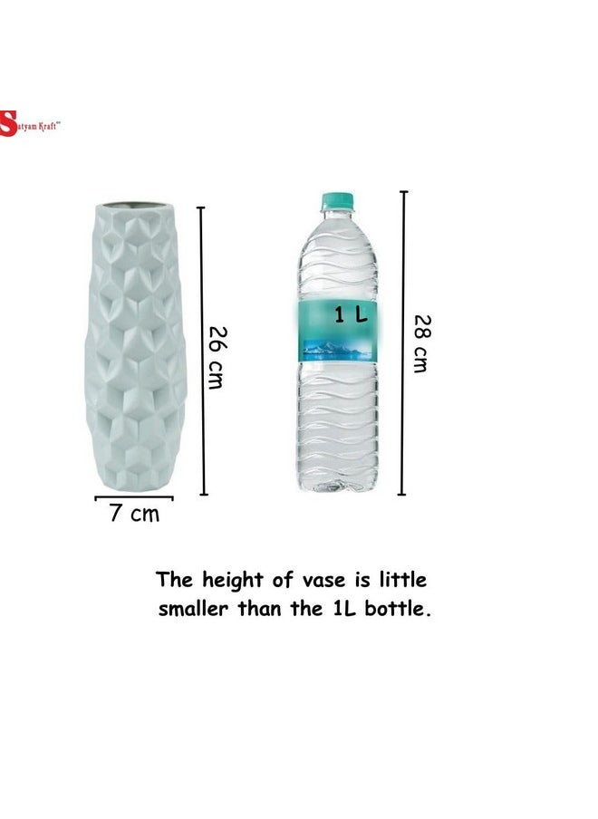 Satyam Kraft SATYAM KRAFT 1 Piece Big Size Cubic Texture Unbreakable Plastic Vase for Christmas,Newyear,Flower Pot, Gift, Home Decor,Bedroom,Office,Living Room Decor Item, (White)  - Image 4
