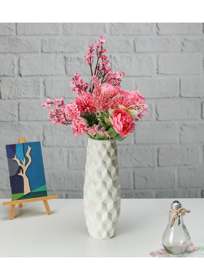 SATYAM KRAFT 1 Piece Big Size Cubic Texture Unbreakable Plastic Vase for Christmas,Newyear,Flower Pot, Gift, Home Decor,Bedroom,Office,Living Room Decor Item, (White) - pzsku/Z4C42C02F3D6081160692Z/45/_/1737721061/ab0e077d-4268-489d-a2b6-a3e6cc855711