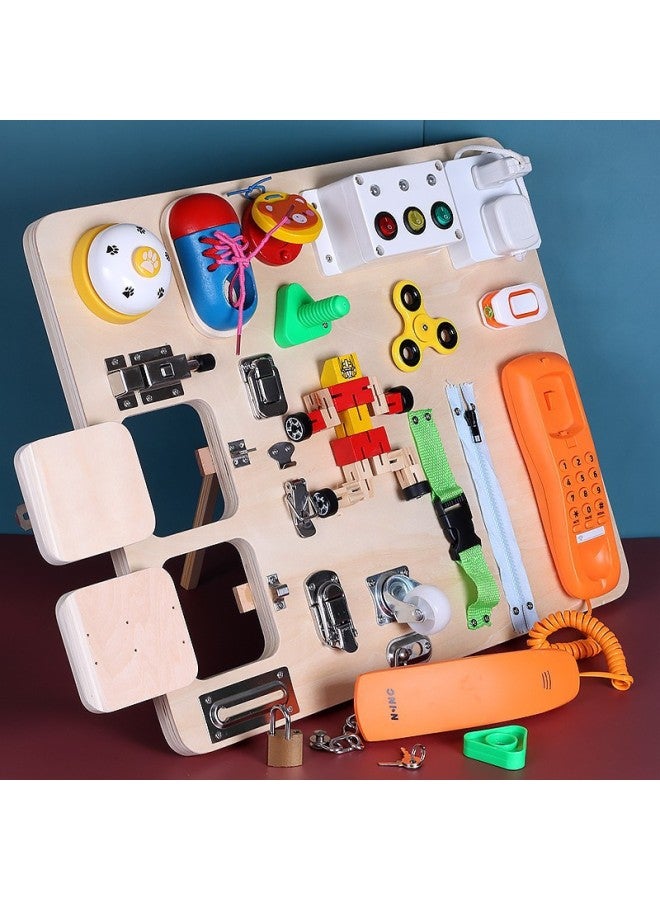 Children's Hexahedral Multifunctional Montessori Busy Board Early Childhood Indoor Fun Training Organization Unlock Educational Toys-Color:TC-Busy Board Little Orange Cat  - Image 2