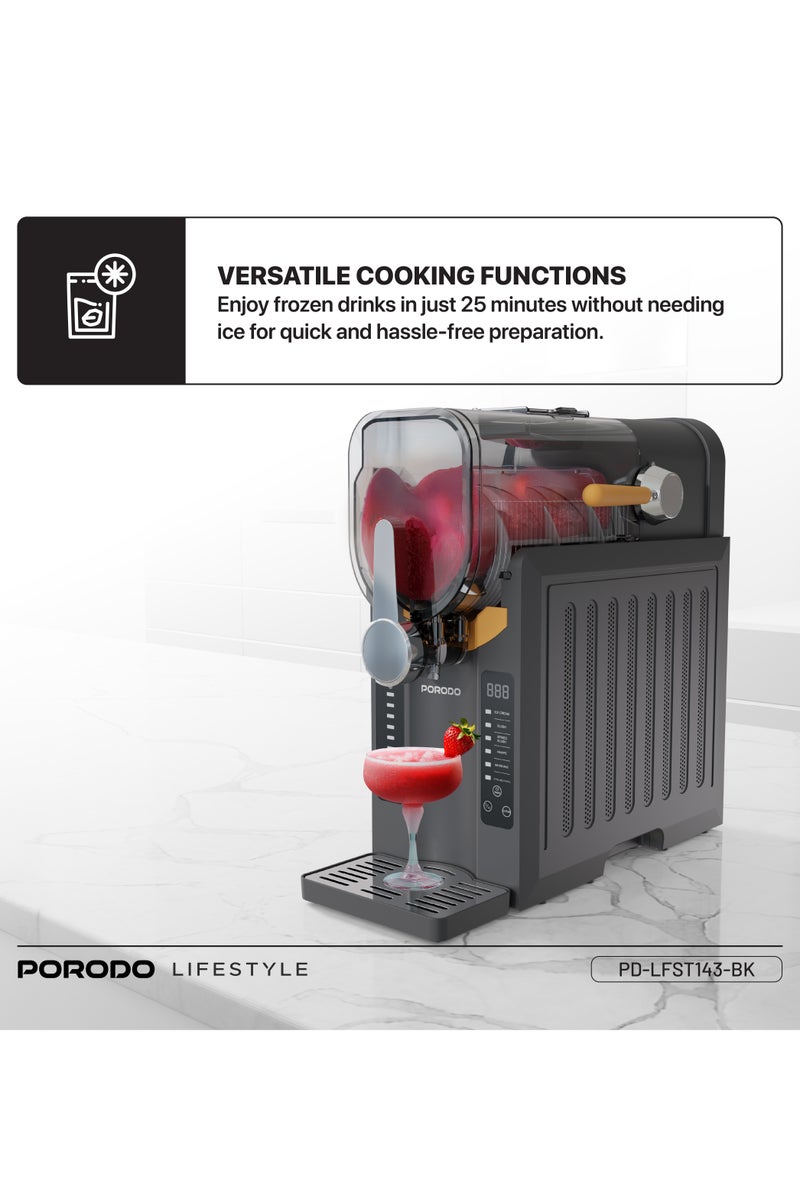 porodo 2.6L Multifunction Slushie Maker with Intuitive Controls & Efficient Blending / Multi-Function Blender for Milkshakes, Ice Cream & Frappe Maker / Quick Freezer / Frozen Drink Maker / Frozen Juice, Cocktail & Slushy Maker - Black - Image 3