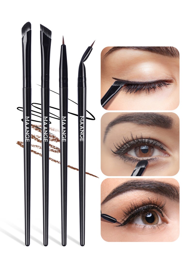 MAANGE فرش مكياج احترافية مجموعة 7 قطع من فرش الأساس والبودرة والكونسيلر وظلال العيون، أسود - Image 3