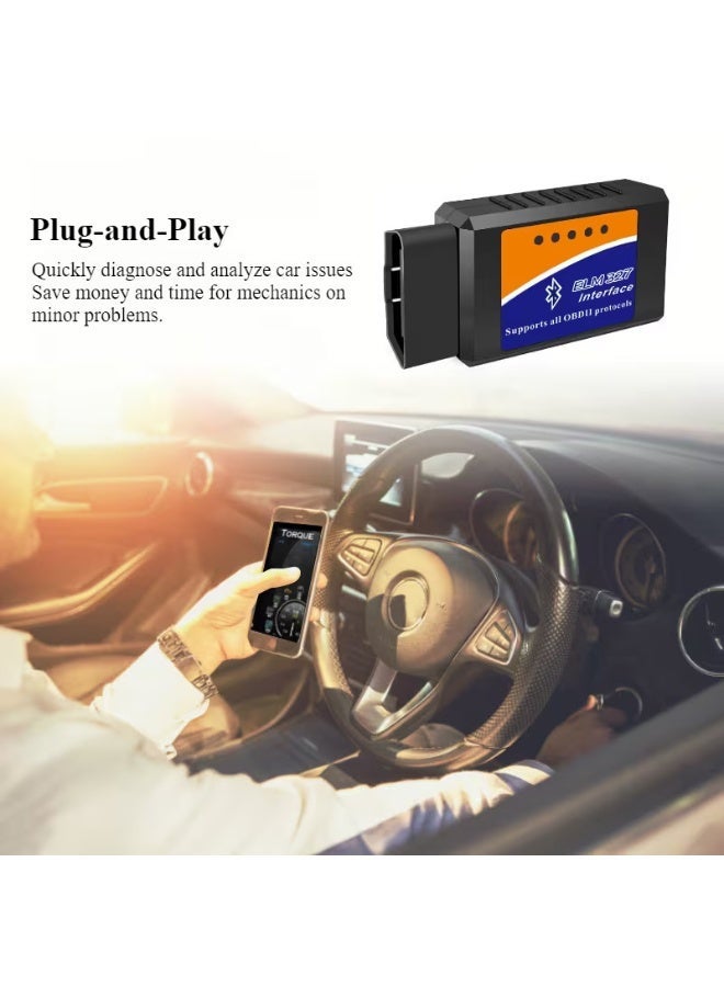 جهاز فحص سيارات ELM327 OBD2 بتقنية بلوتوث أداة تشخيص للسيارات وقارئ أكواد أعطال OBD-II لفحص لمبة المحرك متوافق مع اندرويد وiOS - Image 3