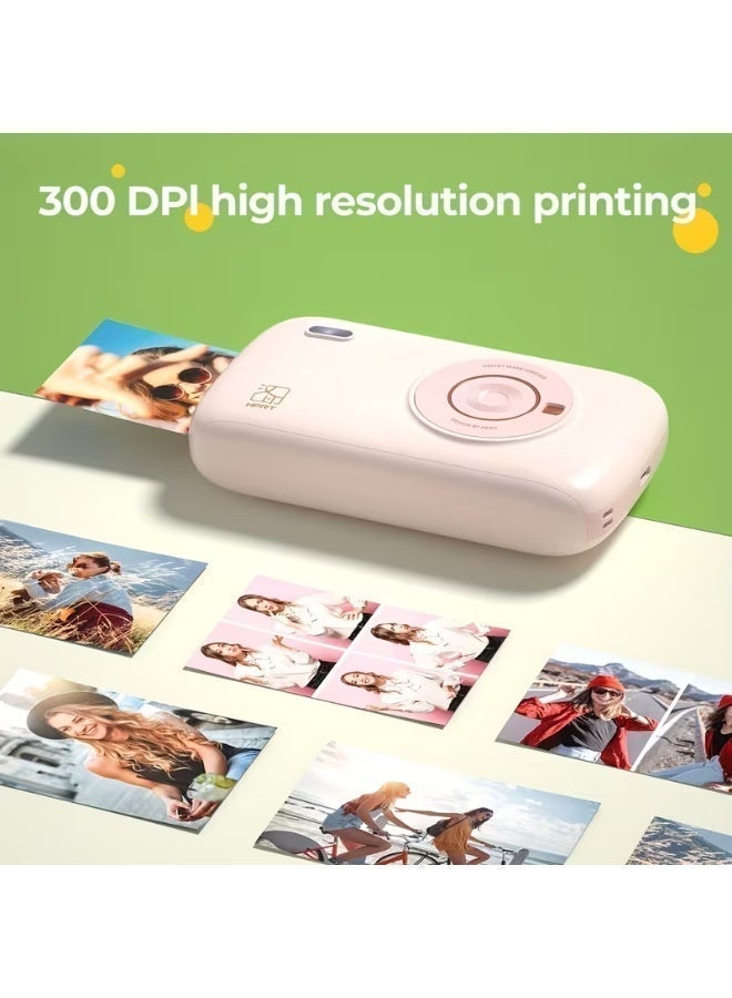 اتش بي ار تي طابعة صور فورية محمولة CP2100، طابعة صور لاسلكية تعمل بتقنية البلوتوث للهواتف، طباعة بالتسامي الحراري بدقة 300 نقطة في البوصة مع طبقة واقية، طباعة فيديو بتقنية الواقع المعزز، بحجم الجيب، مناسبة للسفر والمنزل والأعمال اليدوية (3 بوصة، وردي) - Image 4