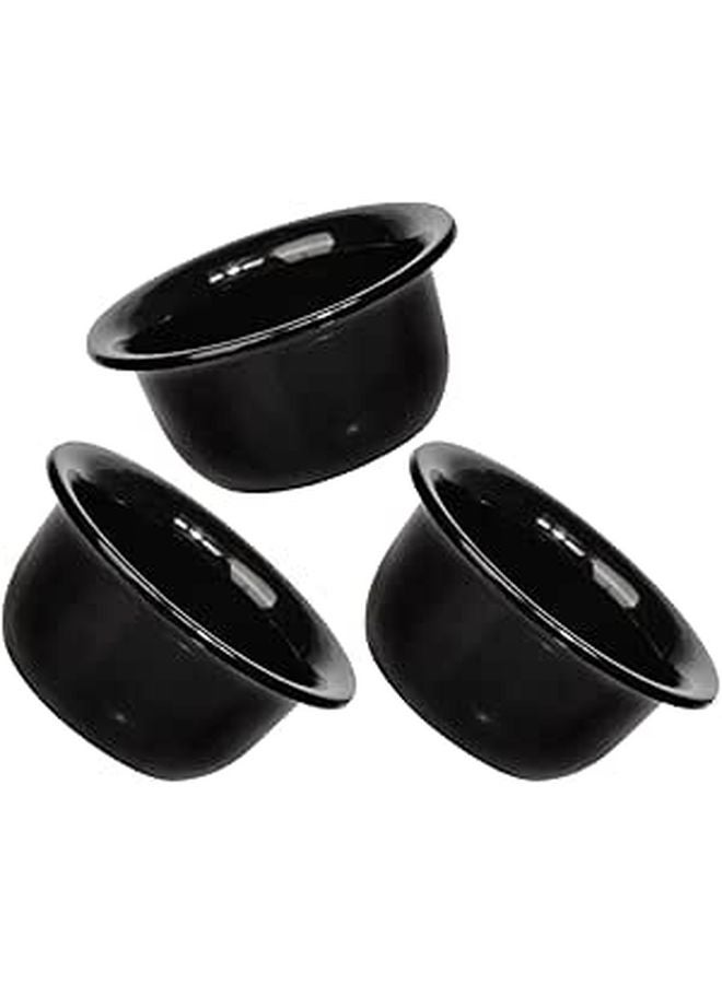 Reusable Shaving Soap Bowl Set Black 3 Pieces with Foam Lather Cup for Wet Shaving - Image 1