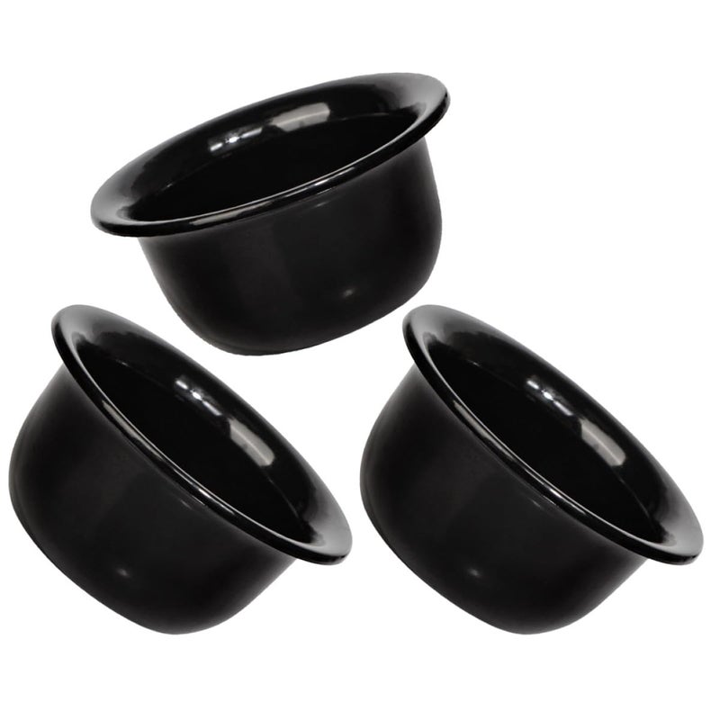Reusable Shaving Soap Bowl Set Black 3 Pieces with Foam Lather Cup for Wet Shaving - Image 2
