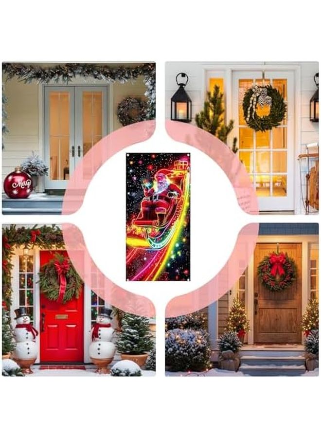 خلفية مرآب سانتا المتوهجة بالأشعة فوق البنفسجية مقاس 90 × 180 سم سهلة الإعداد لتزيين الجدران الخارجية - Image 5