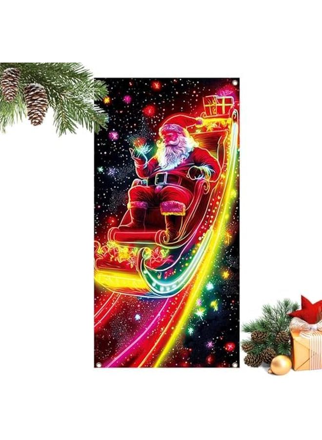 خلفية مرآب سانتا المتوهجة بالأشعة فوق البنفسجية مقاس 90 × 180 سم سهلة الإعداد لتزيين الجدران الخارجية - Image 3