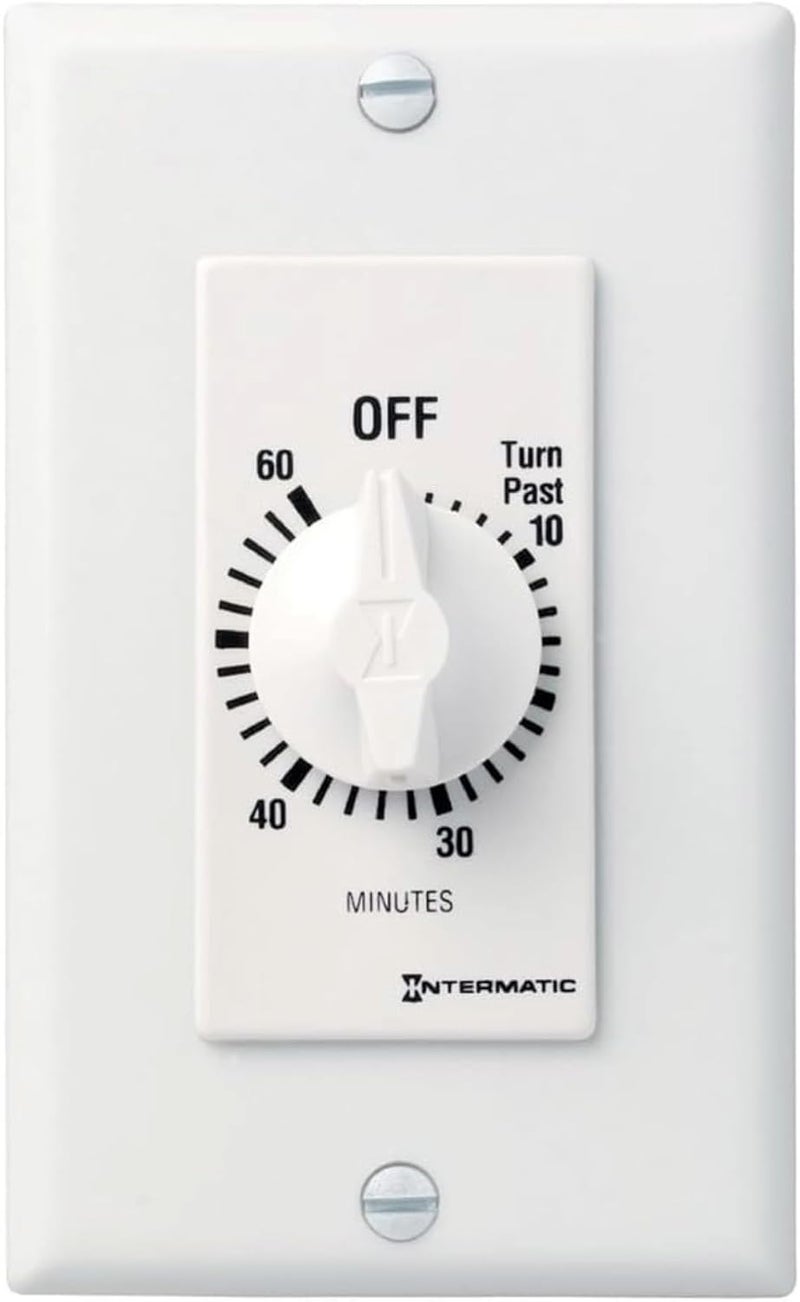 Intermatic SW60MWK 60-Minute Spring Wound Timer, White - Energy-Saving Control for Lights and Appliances - Easy Installation and Operation - Image 1