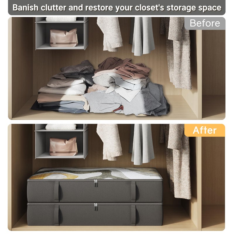 TidyCorner 2-Pack Under Bed Storage Containers, 8 Inches Tall Underbed Clothes Storage Organizer Bin with Sturdy Sidewalls/Bottom, Under the Bed Storage Bags 2 Storage Bins, Black - Image 4