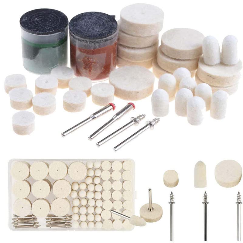 DIY Crafts Woolen Polishing Buffing Wheels 3.2mm Shank Mandrel Mini Drill Bits for Dremel Rotary Tool Accessories Set DIY Works (Pack Of 33 Pcs, Multi, 2 Pcs Mandrel/Connecting Shank) - Image 1