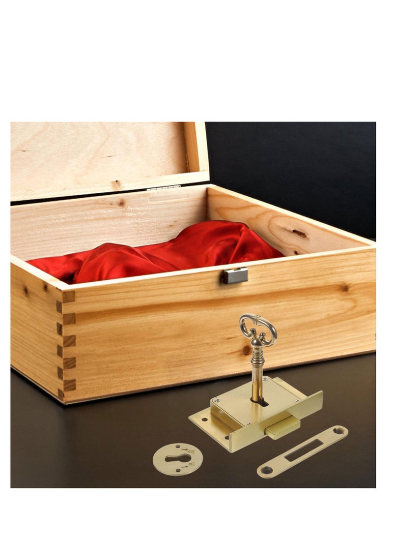 SYOSI - 1 Set Square Table Spring Box Lock, European Style Wood Installation with Key, Ideal for Wooden Boxes, Chests, Drawers, File Cabinets, Retro Furniture, Cam Lock for Doors and Cabinets - Image 1
