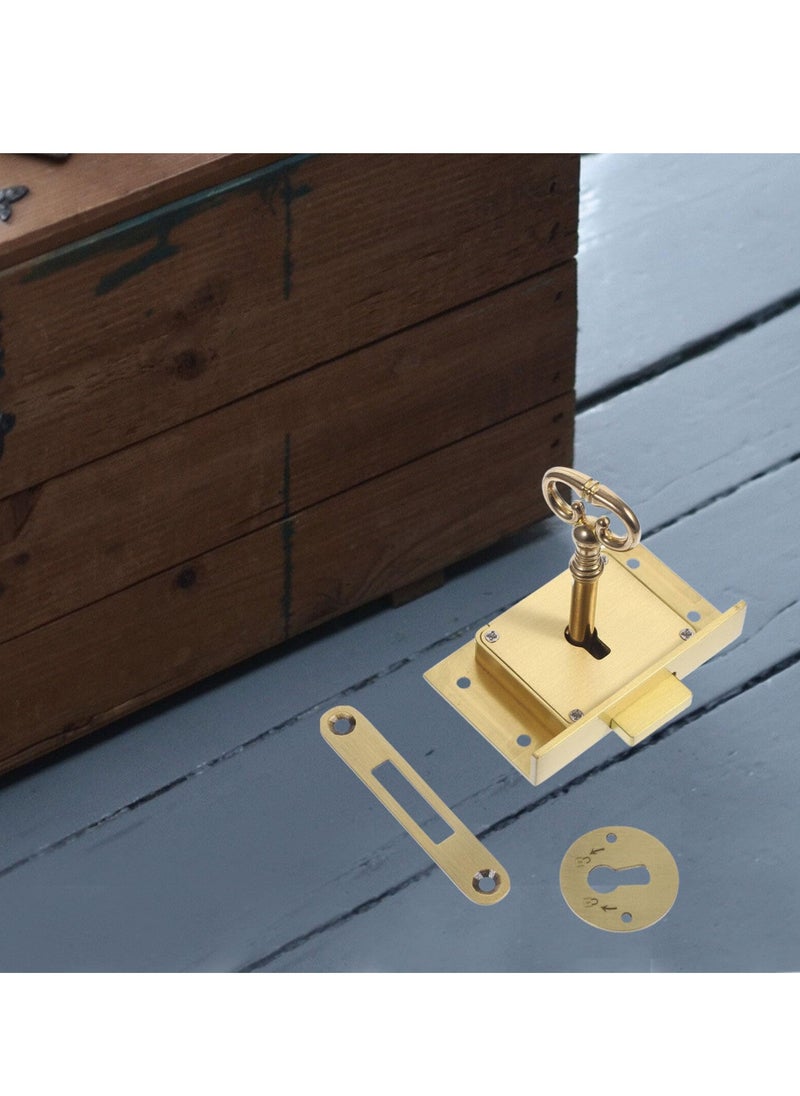 SYOSI - 1 Set Square Table Spring Box Lock, European Style Wood Installation with Key, Ideal for Wooden Boxes, Chests, Drawers, File Cabinets, Retro Furniture, Cam Lock for Doors and Cabinets - Image 1