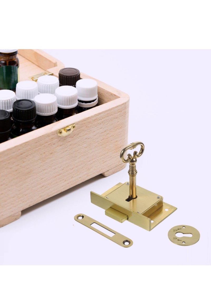 SYOSI - 1 Set Square Table Spring Box Lock, European Style Wood Installation with Key, Ideal for Wooden Boxes, Chests, Drawers, File Cabinets, Retro Furniture, Cam Lock for Doors and Cabinets - Image 1